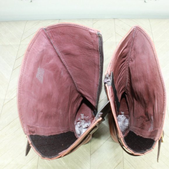 Milano Martignana Brown Leather Side Zipper Buckled Tall Riding Boots Size 9 - Picture 6 of 9